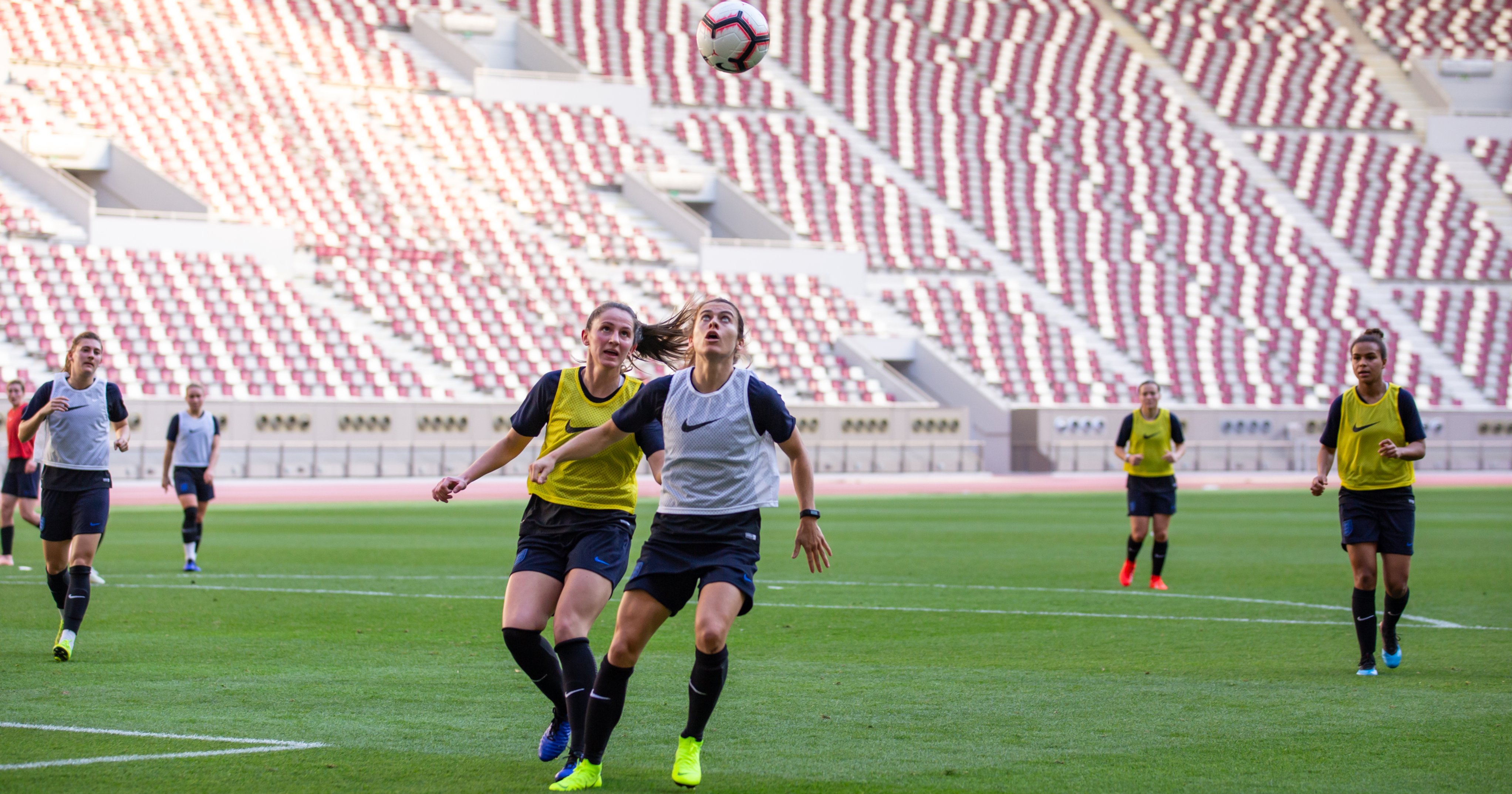 England women's team trains at Khalifa International Stadium