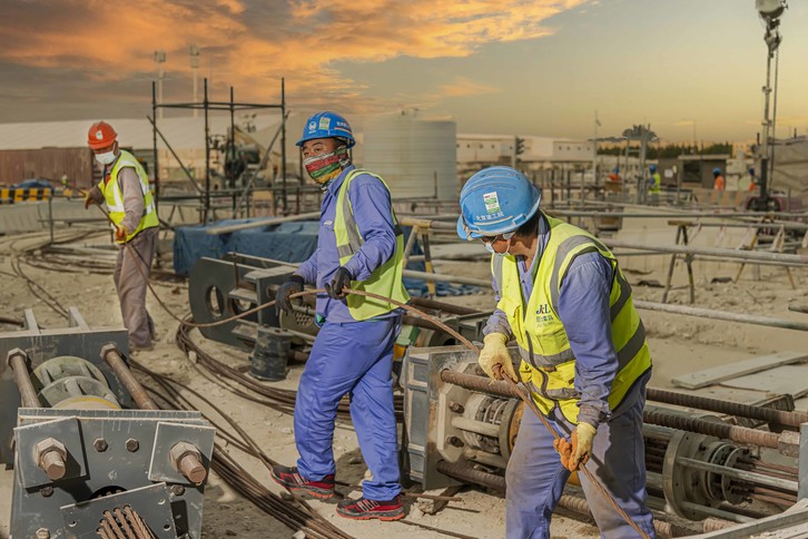 Workers at FIFA World Cup Qatar 2022 site