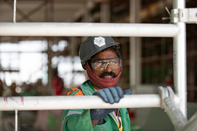 A worker at a FIFA World Cup Qatar 2022™ construction site